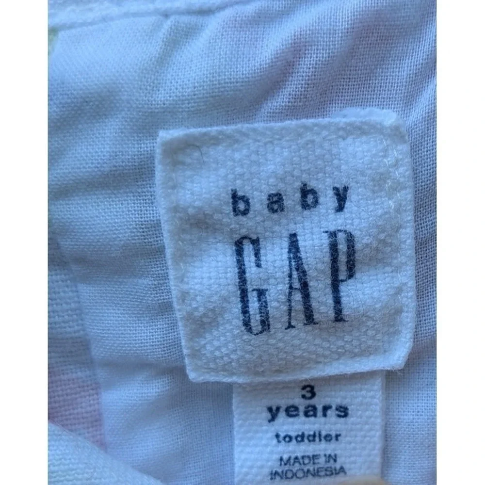 Baby Gap Toddler Girl's Dress 3T Linen Blend Bright Cabbage Rose Garden Sundress